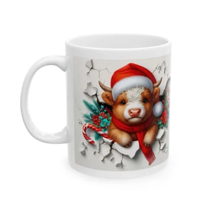 Highland Cow with Santa Hat Coffee Mug