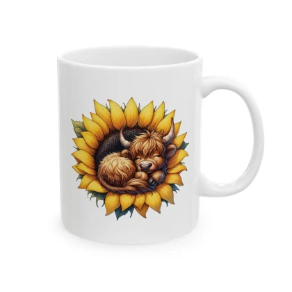 Sunflower Cow Ceramic Coffee Mug